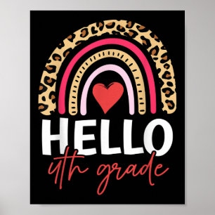 Hello 4th Grade Rainbow Leopard Team Fourth Grade Poster