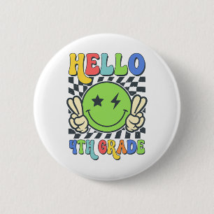 Hello 4th Grade Vibes Groovy Smile Face Back To Sc 6 Cm Round Badge