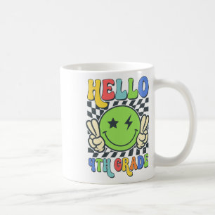 Hello 4th Grade Vibes Groovy Smile Face Back To Sc Coffee Mug