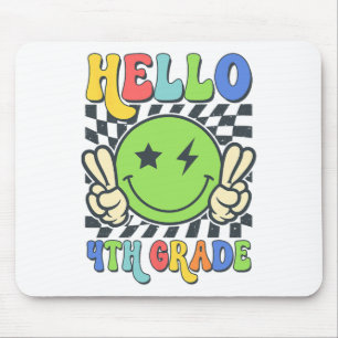 Hello 4th Grade Vibes Groovy Smile Face Back To Sc Mouse Pad