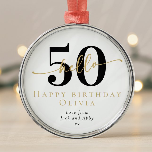 Hello 50 Fiftieth Birthday Gift Milestone Metal Tree Decoration (Creator Uploaded)