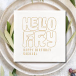 Hello 50 Fifty Fiftieth 50th Birthday Personalised Foil Napkins<br><div class="desc">Hello 50 Fifty Fiftieth 50th Birthday Personalised Name Real Foil Stamped Paper Napkins features the text "Hello Fifty" with "Happy Birthday" and your personalised name below in modern script typography. Perfect for fiftieth birthday parties. Created by Evco Studio www.zazzle.com/store/evcostudio</div>