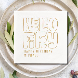 Hello 50 Fifty Fiftieth 50th Birthday Personalised Foil Napkins