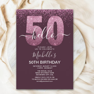 Hello 50 - Modern 50th birthday Women's Invitation