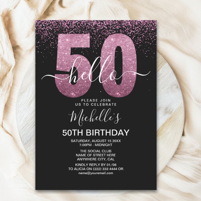 Hello 50 - Modern 50th birthday Women's Invitation (Creator Uploaded)