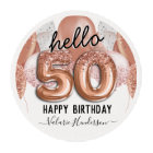 Hello 50 Pink Glitter Birthday Balloons