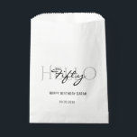 Hello 50th Birthday Elegant White Calligraphy Favour Bags<br><div class="desc">Hello 50th Birthday Elegant Calligraphy White Custom Favour Bags</div>