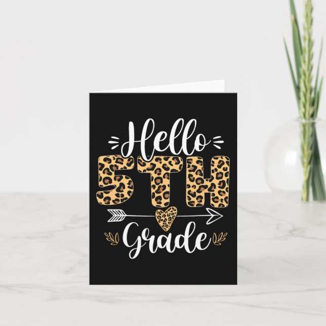 Hello 5th Fifth Grade Leopard Teacher Back To Scho Card (Front)