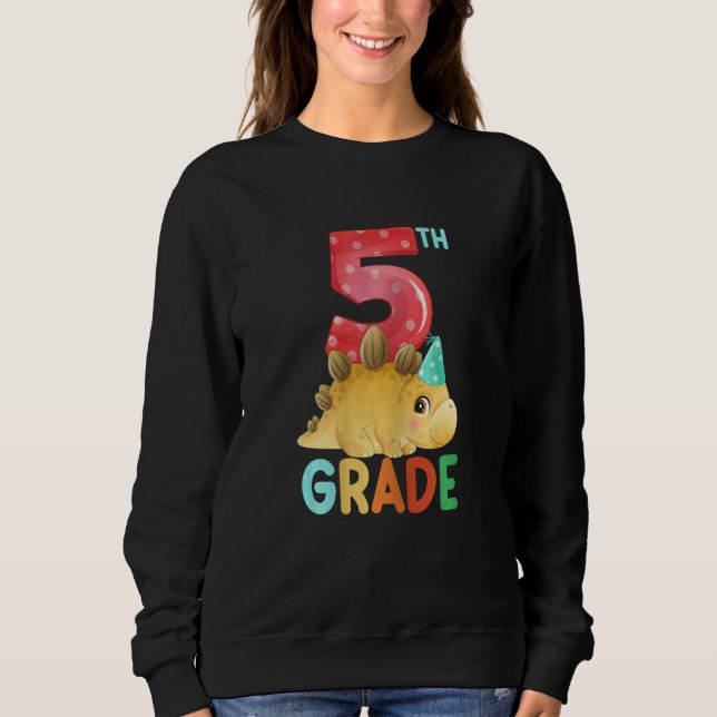 Hello 5th Grade Dinosaur Rex Back To School Sweatshirt (Front)