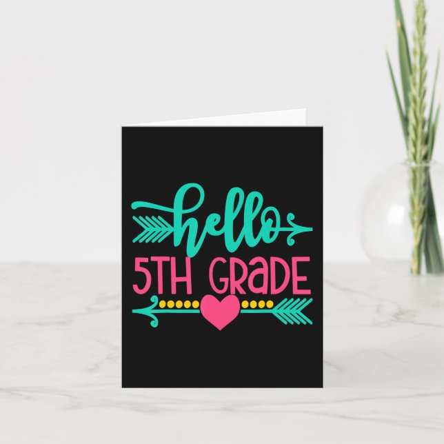 Hello 5th Grade Girls Back To School Gift Cute Hea Card (Front)