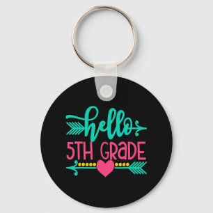 Hello 5th Grade Girls Back To School Gift Cute Hea Key Ring