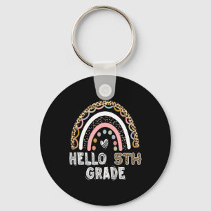 Hello 5th Grade Leopard Rainbow Fifth Grade Teache Key Ring