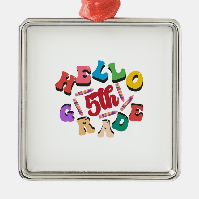 Hello 5th Grade Metal Tree Decoration (Front)