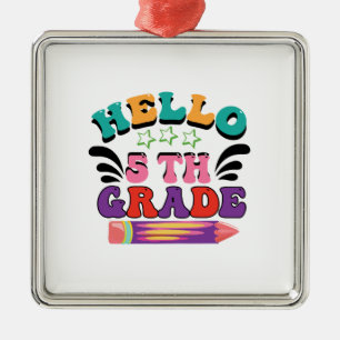 Hello 5th Grade Metal Tree Decoration