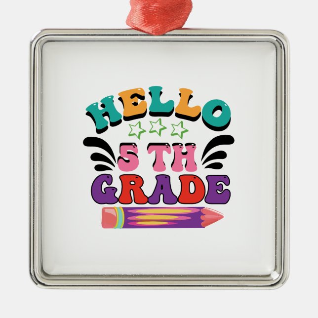 Hello 5th Grade Metal Tree Decoration (Front)