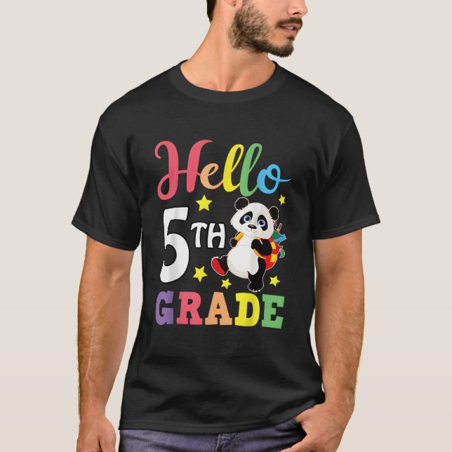 Hello 5Th Grade Panda Back To School Student T-Shirt (Front)