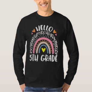 Hello 5th Grade Rainbow Leopard Back To School Tea T-Shirt