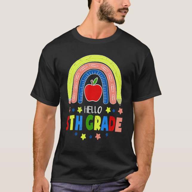 Hello 5th Grade Rainbow Team Back To School T-Shirt (Front)