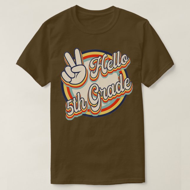 Hello 5th Grade Retro Teacher and Student Back To  T-Shirt (Design Front)