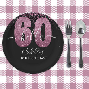 Hello 60! - Elegant 60th Birthday Woman Paper Plate