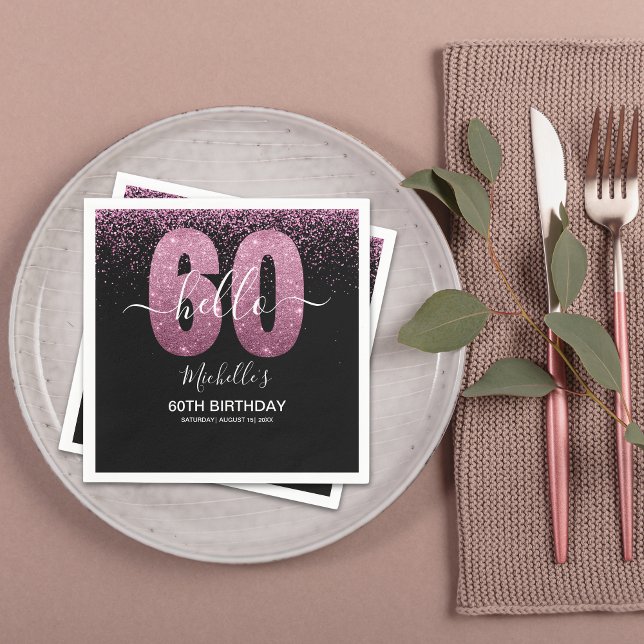 Hello 60! - Modern 60th Birthday Woman Napkin (Creator Uploaded)