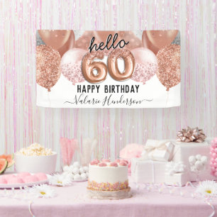 Hello 60 Pink Glitter Birthday Balloons Sign