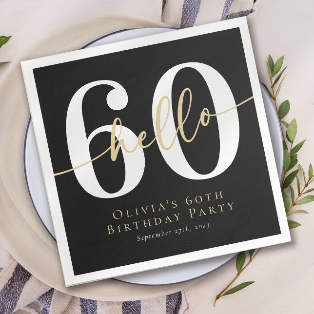 Hello 60 Sixtieth Birthday Party Napkin (Creator Uploaded)