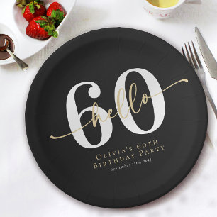 Hello 60 Sixtieth Birthday Party Paper Plate