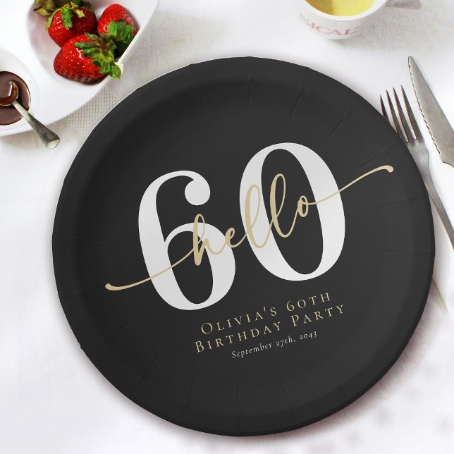 Hello 60 Sixtieth Birthday Party Paper Plate (Creator Uploaded)
