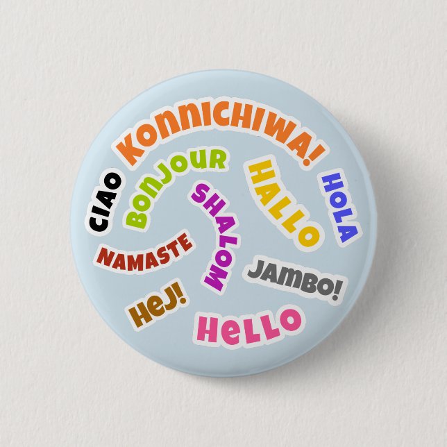 Hello 6 Cm Round Badge (Front)