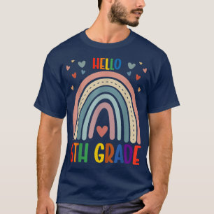 Hello 6th Grade Boho Rainbow Back To School Funny T-Shirt