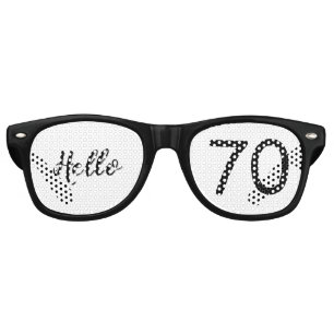 Hello 70 Black & White Dots Photo & Name Birthday Retro Sunglasses