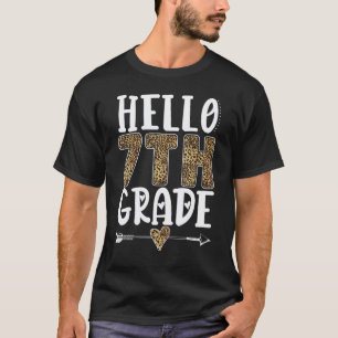 Hello 7th Grade Leopard Seventh Grade Teacher Stud T-Shirt