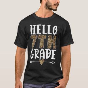 Hello 7th Grade Leopard Seventh Grade Teacher Stud T-Shirt