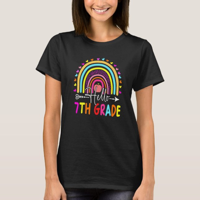 Hello 7th Grade Rainbow Seventh Grade Teacher Back T-Shirt (Front)