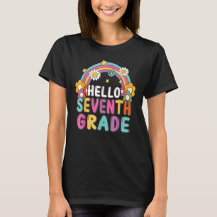Hello 7th Seventh Grade Rainbow For Teachers Stude T-Shirt