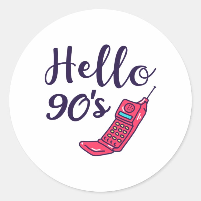 Hello 90s Cellphone Classic Round Sticker (Front)