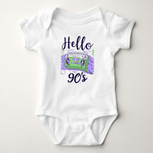 Hello 90s radio cassette recorder baby bodysuit