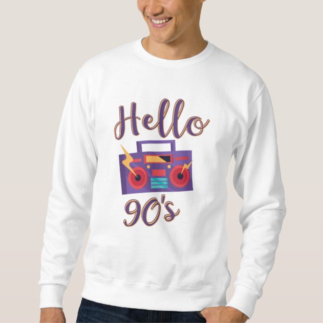 Hello 90s radio cassette recorder sweatshirt (Front)