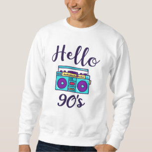 Hello 90s radio cassette recorder sweatshirt
