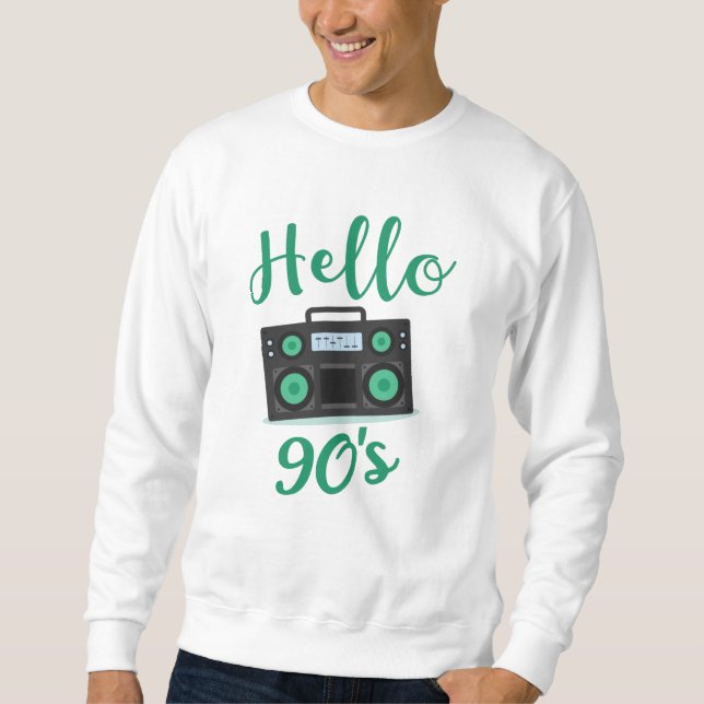 Hello 90s radio cassette recorder sweatshirt (Front)