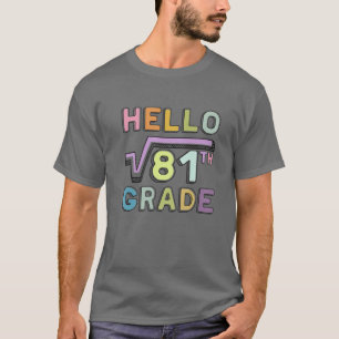 Hello 9Th Grade Funny Square Root Of 81 Math Back T-Shirt