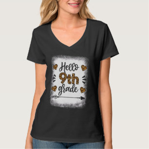 Hello 9th Grade Teacher First Day Of School Leopa T-Shirt