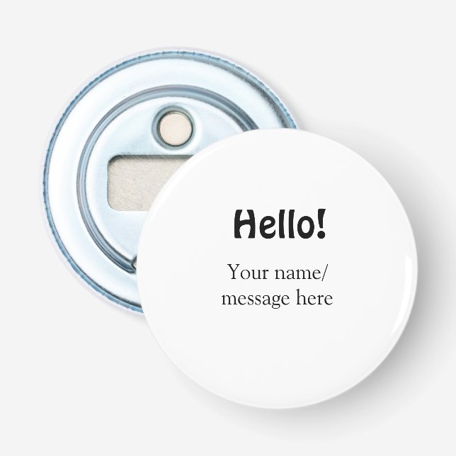 Hello add name message simple minimal business tem bottle opener (Front)