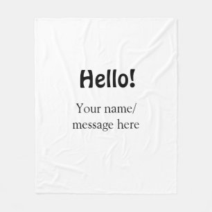 Hello add name message simple minimal business tem fleece blanket