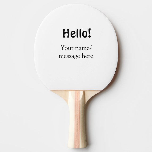 Hello add name message simple minimal business tem ping pong paddle (Front)