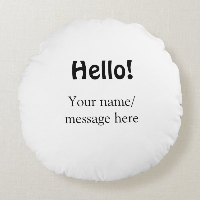 Hello add name message simple minimal business tem round cushion (Front)
