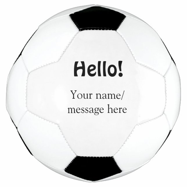Hello add name message simple minimal business tem soccer ball (Front)