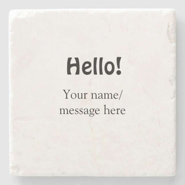 Hello add name message simple minimal business tem stone coaster (Front)