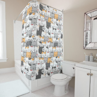 HELLO AND LOVELY CATS Bathroom Curtain